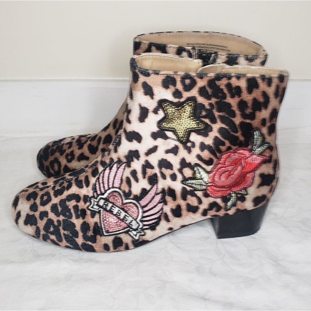 Leopard Rocker Heel Boots - Picture 2 of 12